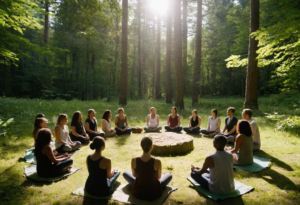 gruppo di persone in meditazione
